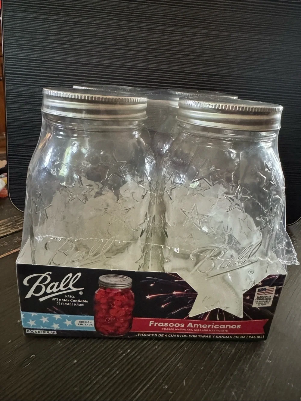 Ball 4-Quart Glass Mason Jars - Clear with Silver Lids (Set of 4)